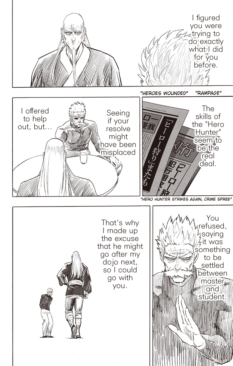 One Punch Man Manga Chapter 150 page 18 - Master and Disciple scene