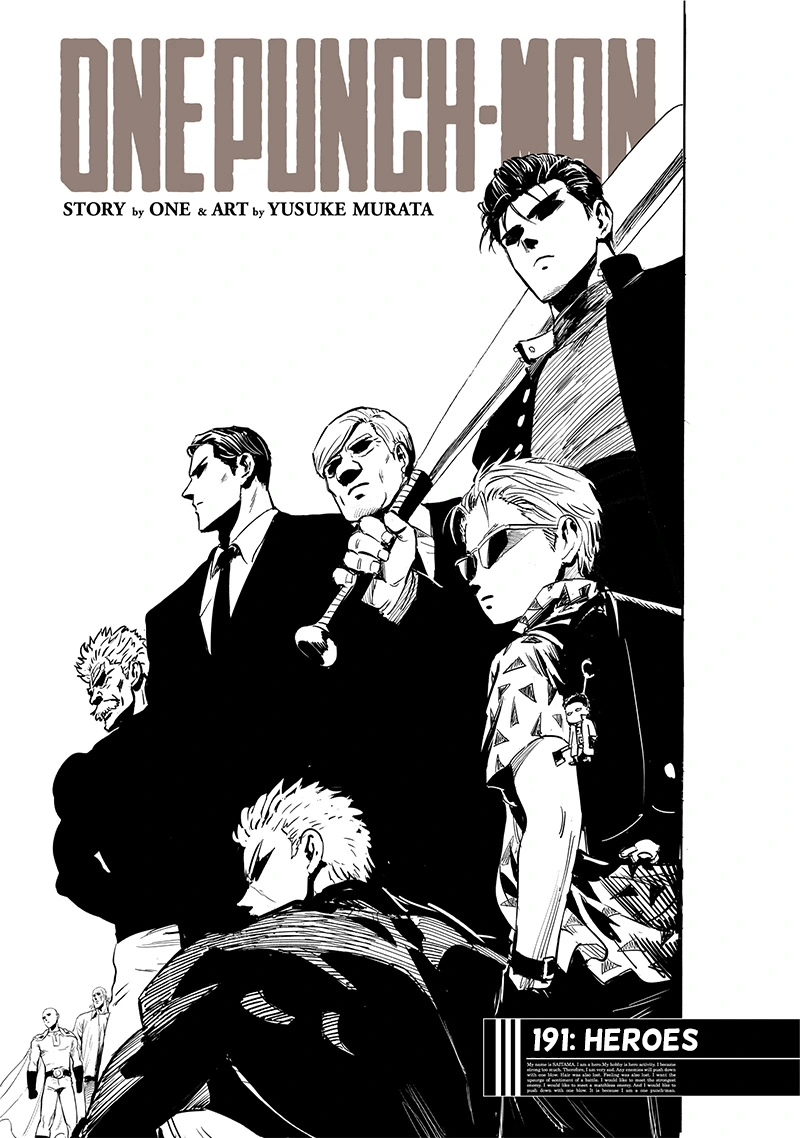 One Punch Man Manga Chapter 191 page 1 - Heroes scene
