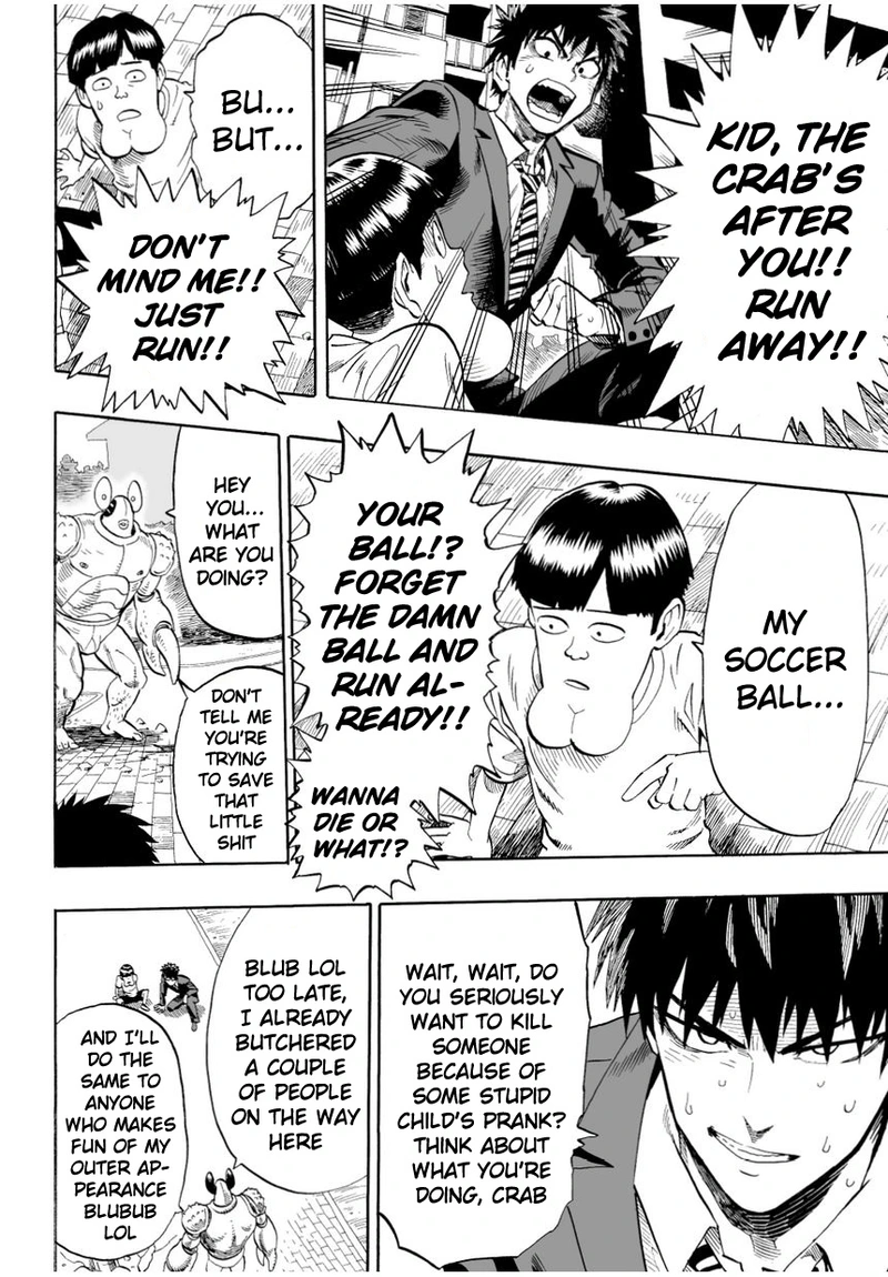 One Punch Man Manga Chapter 2 page 10 - Crab and Job Hunting scene