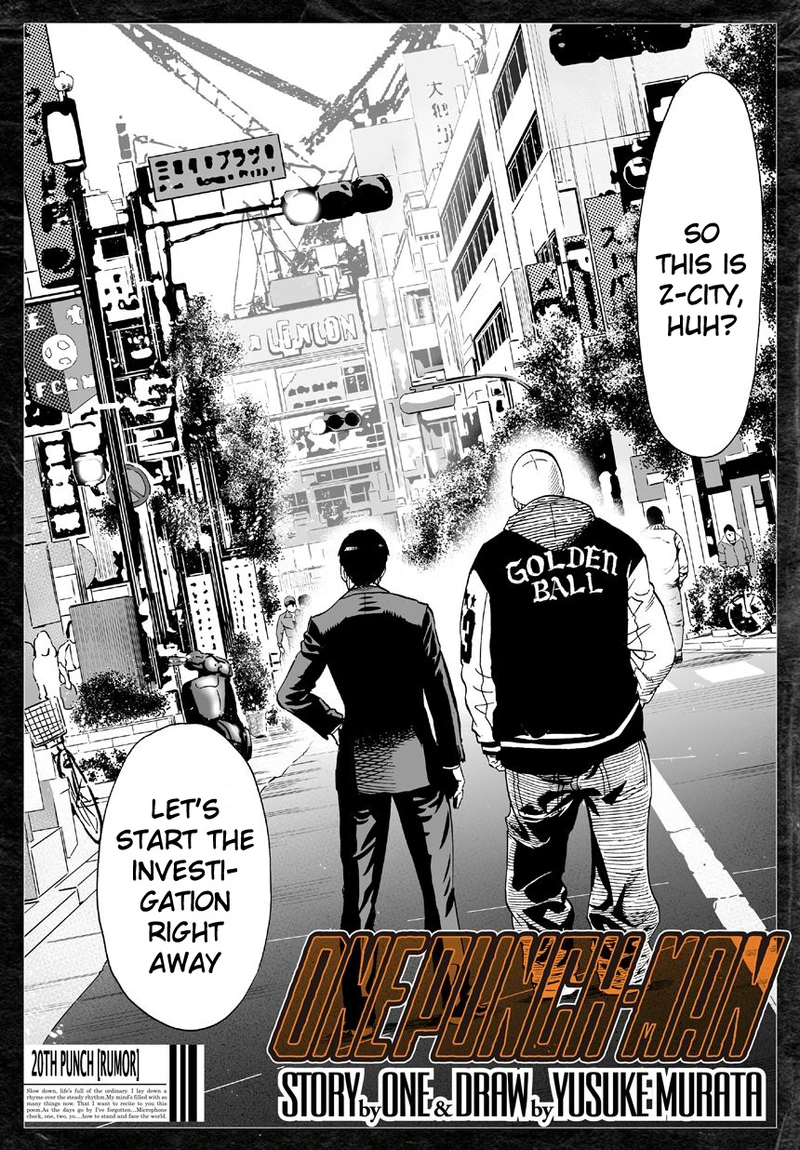 One Punch Man Manga Chapter 20 page 1 - Rumor scene