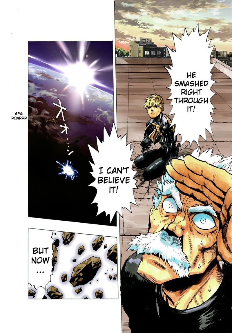 One Punch Man Manga Chapter 21 page 105 - Giant Meteor scene