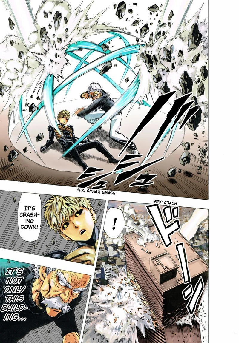 One Punch Man Manga Chapter 21 page 108 - Giant Meteor scene