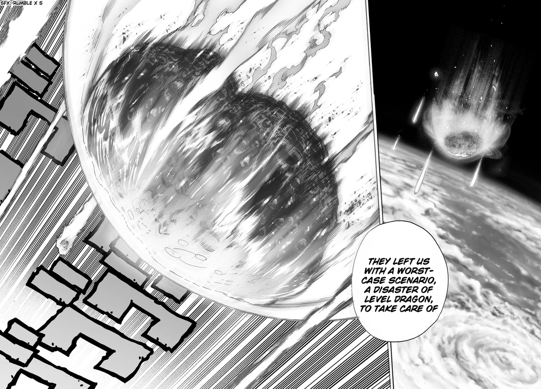 One Punch Man Manga Chapter 21 page 25 - Giant Meteor scene