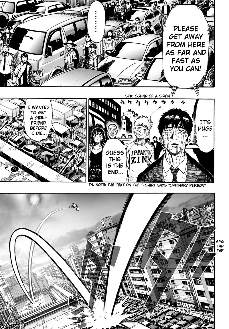 One Punch Man Manga Chapter 21 page 33 - Giant Meteor scene