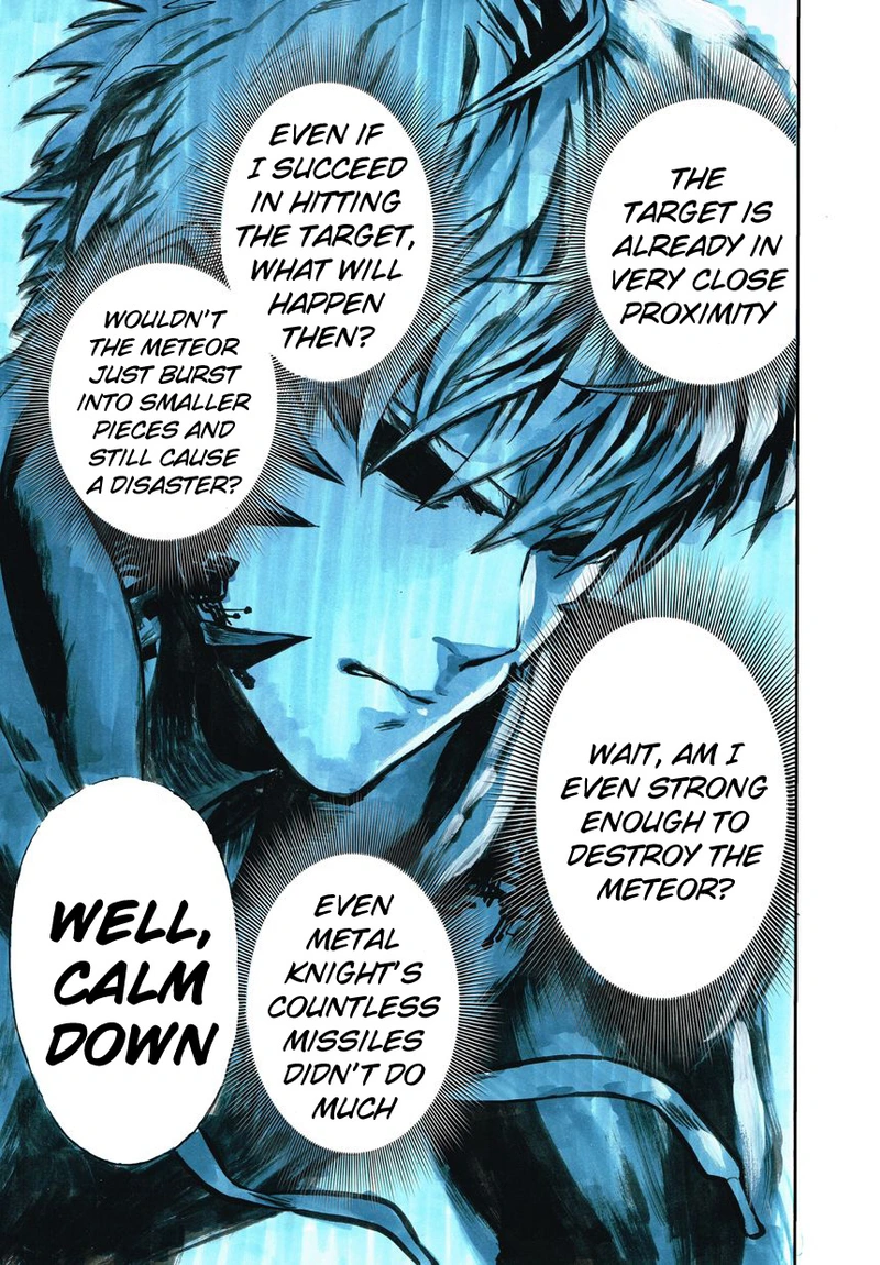 One Punch Man Manga Chapter 21 page 82 - Giant Meteor scene