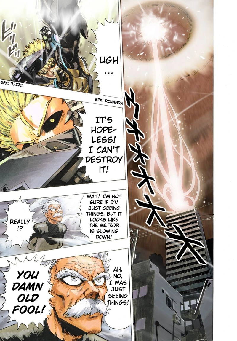 One Punch Man Manga Chapter 21 page 89 - Giant Meteor scene