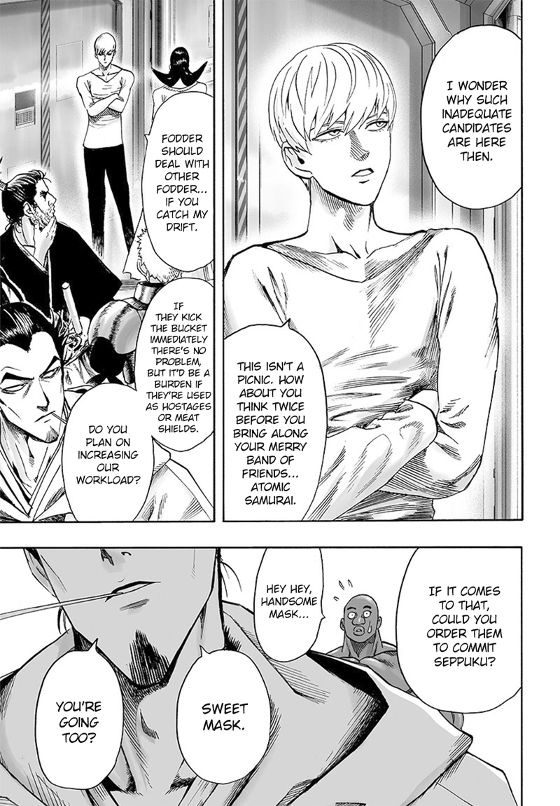One Punch Man Manga Chapter 85 page 19 - Is it Because I'm Caped Baldy? scene