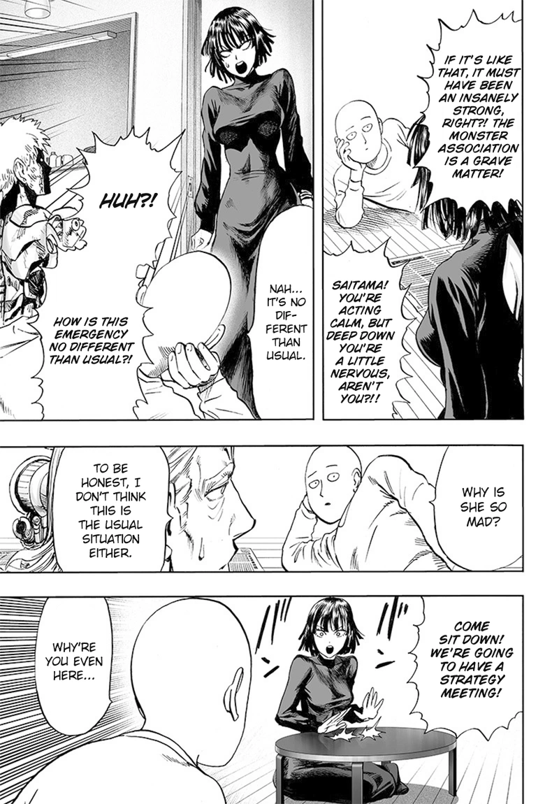 One Punch Man Manga Chapter 85 page 35 - Is it Because I'm Caped Baldy? scene